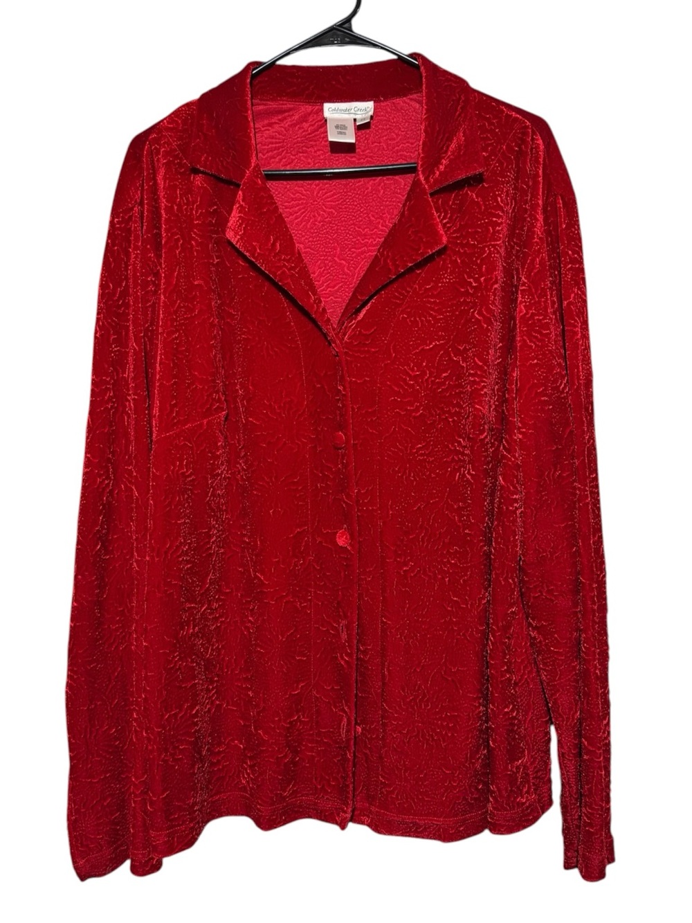 Coldwater Creek Red Velvet Blazer Top Size 2X Holiday Christmas Festive Winter